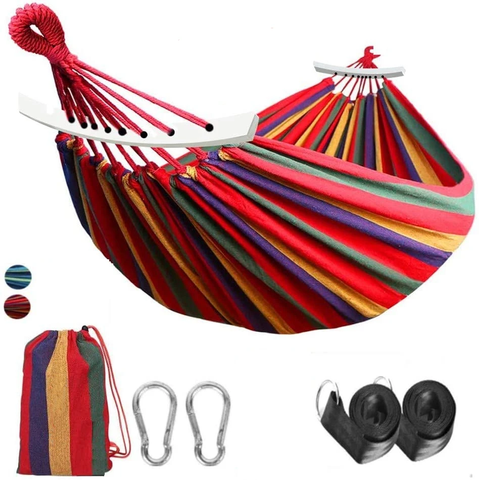 Outdoor Hammock Portable Garden Hammock Sports Home Travel Camping Swing Canvas Stripe Hang Bed Hammock Double Single People
Outdoor Hammock Portable Garden Hammock Sports Home Travel Camping Swing Canvas Stripe Hang Bed Hammock Double Single People