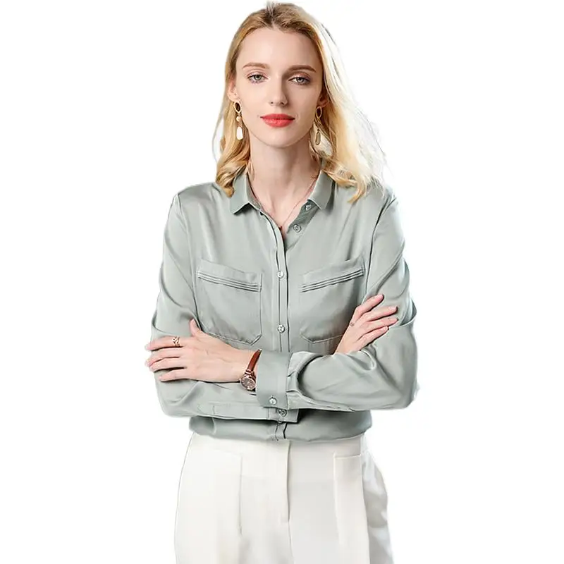 Office 100% Real Silk Long Sleeve Blouse Women Solid Turn Down Collar 2 Colors Shirt Simple Design Elegant Style Top New Fashion
Office 100% Real Silk Long Sleeve Blouse Women Solid Turn Down Collar 2 Colors Shirt Simple Design Elegant Style Top New Fashion