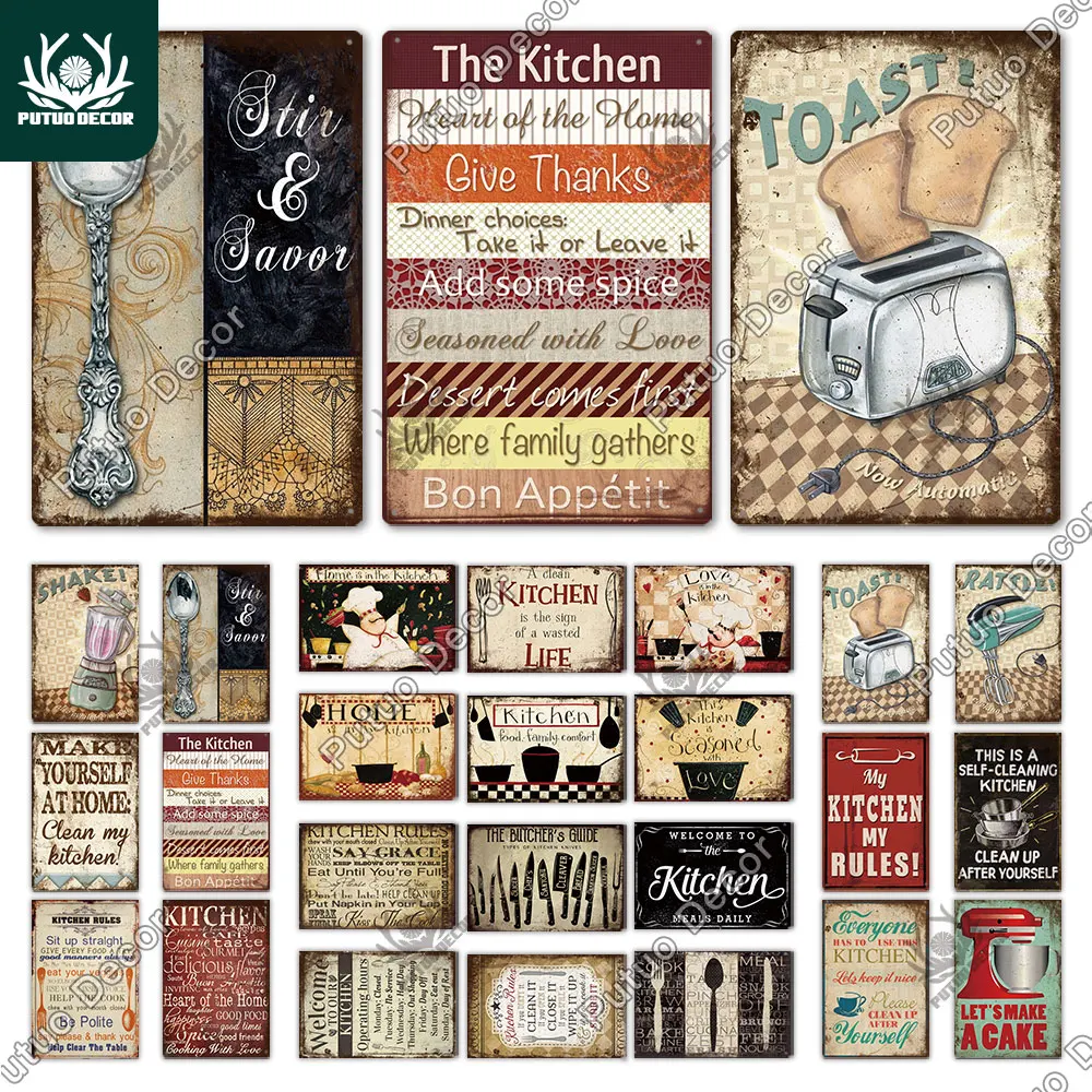 

Putuo Decor Kitchen Slogan Vintage Tin Sign Plaque Metal Wall Art Stickers Cafe Kitchen Home Dinner Room Retro Poster Plate