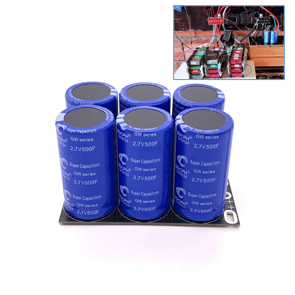 Double Row Farad Super Capacitor 2.7V 500F 16V 83F Automotive Super Farad Capacitor Module with Protective Board 6PCS
Double Row Farad Super Capacitor 2.7V 500F 16V 83F Automotive Super Farad Capacitor Module with Protective Board 6PCS