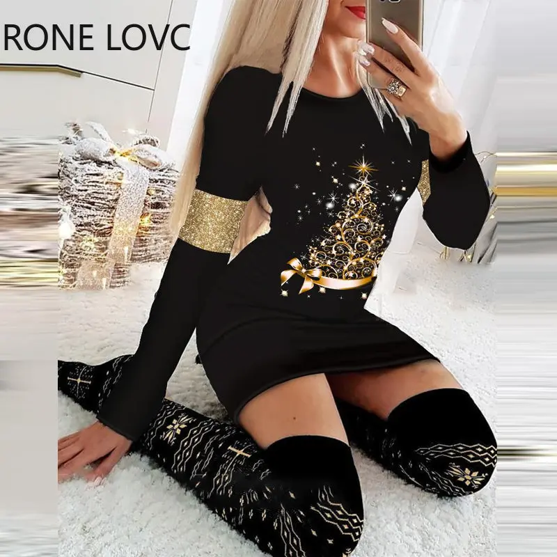 Women Elegant Round Collar Long Sleeves sequins New Winter Big Yards Christmas Black Dress
Women Elegant Round Collar Long Sleeves sequins New Winter Big Yards Christmas Black Dress