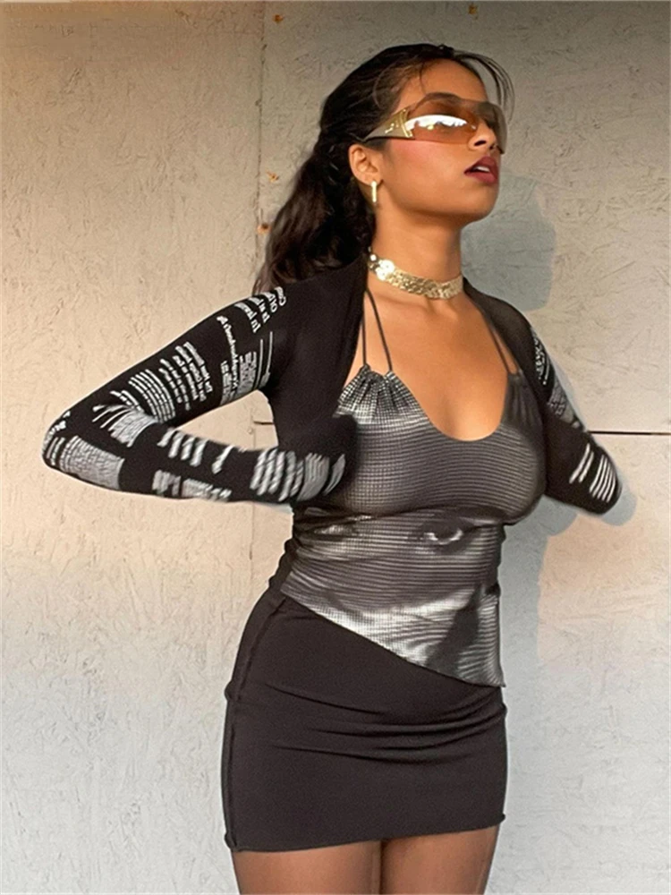 Whatiwear Two-Piece Fashion Letter Art Portrait Printing Camisole Short Long Sleeve T-Shirt For Women Street Style Out Commute
Whatiwear Two-Piece Fashion Letter Art Portrait Printing Camisole Short Long Sleeve T-Shirt For Women Street Style Out Commute