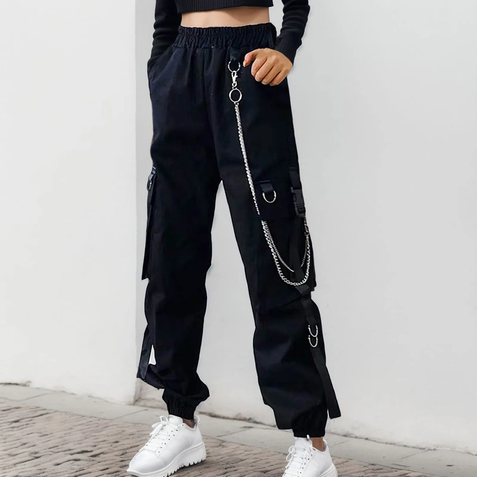 Black Trousers Cargo Pants Womens Y2k Metal Chain Sweatpants Female Baggy Jogging Outerwear Techwear Female Korean Pantalones
Black Trousers Cargo Pants Womens Y2k Metal Chain Sweatpants Female Baggy Jogging Outerwear Techwear Female Korean Pantalones