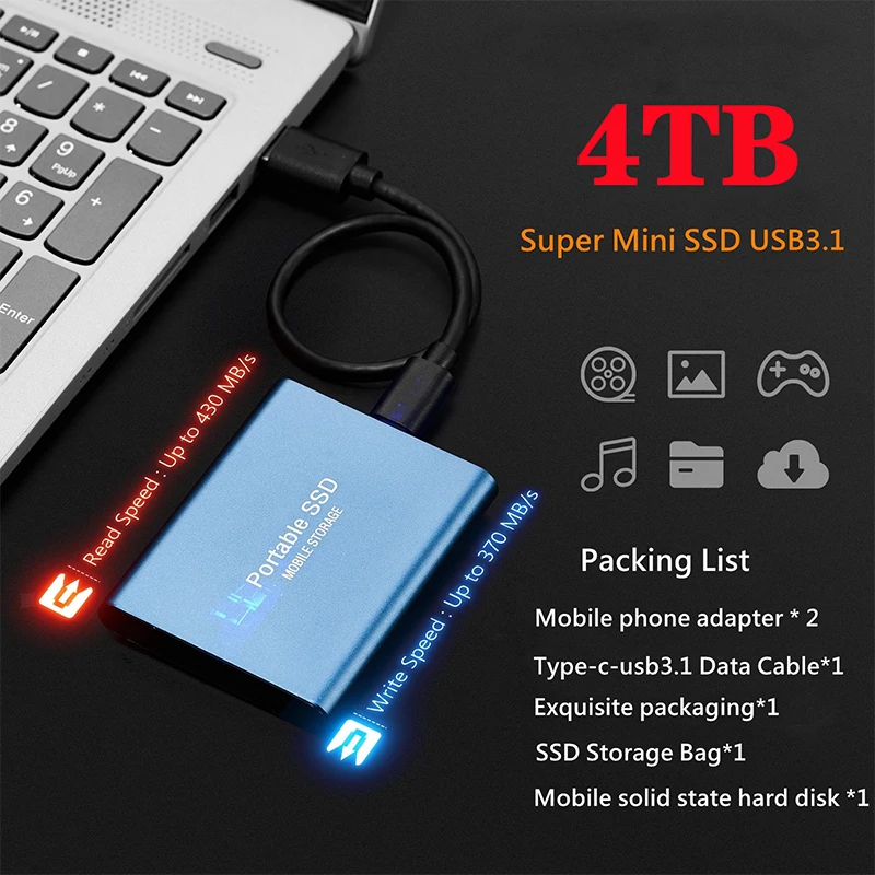 4 ТБ SSD жесткий диск 240 ГБ 500 Гб портативный SSD Внешний SSD жесткий диск для ноутбука настольного компьютера Type-c USB 3,1 SSD портативный флэш-накопит...
4 ТБ SSD жесткий диск 240 ГБ 500 Гб портативный SSD Внешний SSD жесткий диск для ноутбука настольного компьютера Type-c USB 3,1 SSD портативный флэш-накопит...