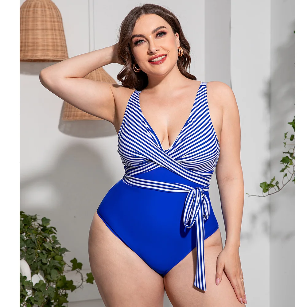 Plus Size One Piece Swimsuit Woman 2022 Fashion Deep V Neck Striped Print Patchwork Elegant Swimwear Cross Belt Bikinis
Plus Size One Piece Swimsuit Woman 2022 Fashion Deep V Neck Striped Print Patchwork Elegant Swimwear Cross Belt Bikinis
