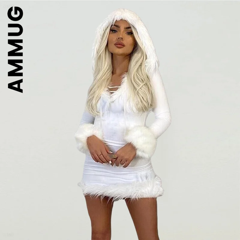 Женское новое платье Ammug, мягкие пушистые белые облегающие мини-платья с длинным рукавом и капюшоном с V-образным вырезом, подходящие ко всем...
Женское новое платье Ammug, мягкие пушистые белые облегающие мини-платья с длинным рукавом и капюшоном с V-образным вырезом, подходящие ко всем...