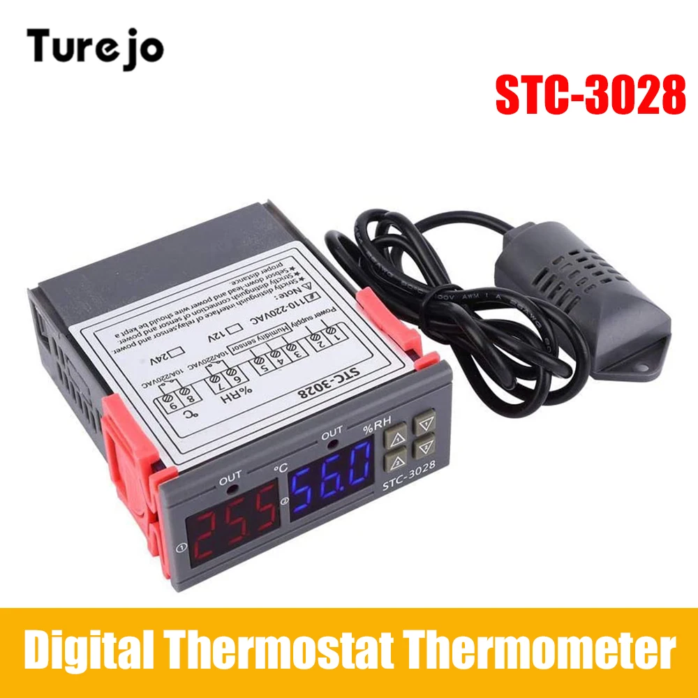 Digital Thermostat Thermometer STC-3028 Hygrometer Temperature Humidity Controller Regulator For Refrigeration 12V 110V-220V 
Digital Thermostat Thermometer STC-3028 Hygrometer Temperature Humidity Controller Regulator For Refrigeration 12V 110V-220V