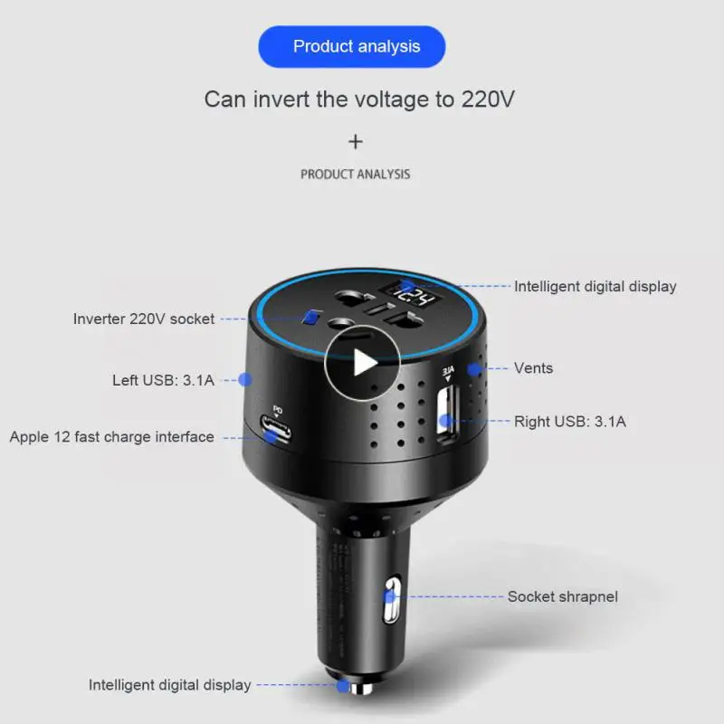Mini Fast Charge Car Charger Inverter Durable Cigarette Lighter Adapter Universal Car Charger Car Supplies Smart Digital Display
Mini Fast Charge Car Charger Inverter Durable Cigarette Lighter Adapter Universal Car Charger Car Supplies Smart Digital Display