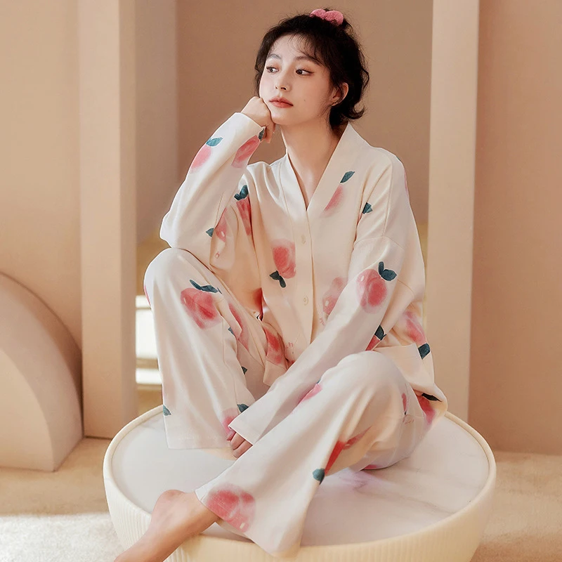 2022 Women Cardigan Cotton Pajamas Set Long Sleeve Autumn Winter Homesuits for Girl Elegant Lady Cartoon Sleepwear Casual Pjs
2022 Women Cardigan Cotton Pajamas Set Long Sleeve Autumn Winter Homesuits for Girl Elegant Lady Cartoon Sleepwear Casual Pjs