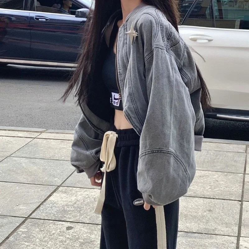 Spring Grey Denim Jackets Women Hippie Streetwear 90s Oversize Zip Jackets Harajuku Kpop Coat Female
Spring Grey Denim Jackets Women Hippie Streetwear 90s Oversize Zip Jackets Harajuku Kpop Coat Female