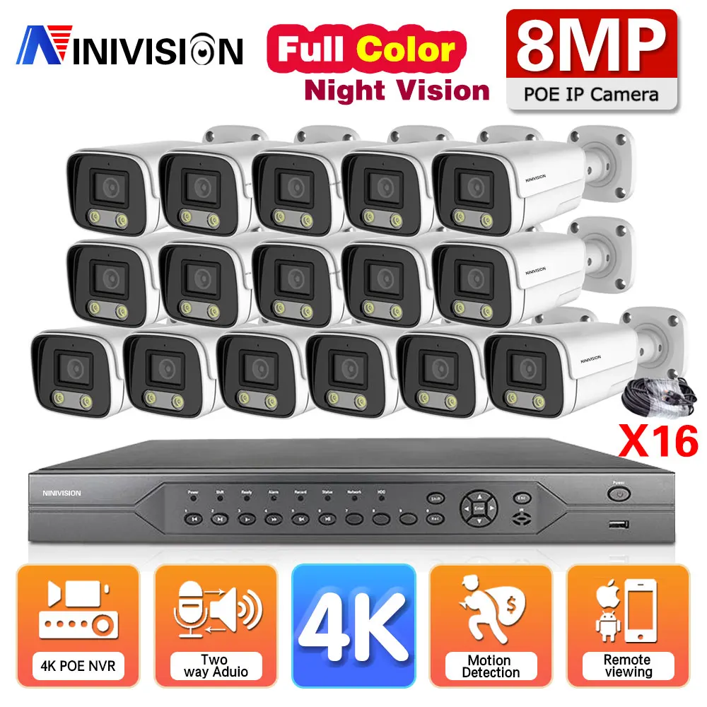 H.265 16CH 4K POE NVR Kit 8MP CCTV System Outdoor Weatherproof Color Night Vision Security IP Camera Video Surveillance set
H.265 16CH 4K POE NVR Kit 8MP CCTV System Outdoor Weatherproof Color Night Vision Security IP Camera Video Surveillance set