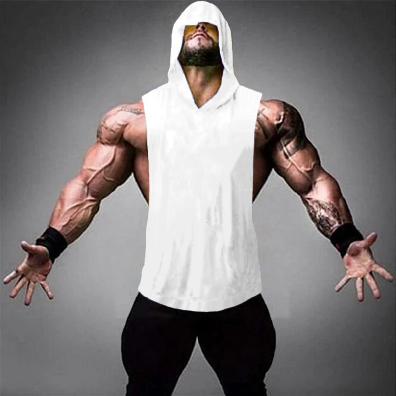 

2000 Summer Plain Gyms Tank Top Mens Bodybuilding Stringer hoodies Blank Vest Fitness Shirt 100% Cotton Solid Sleeveless Tops