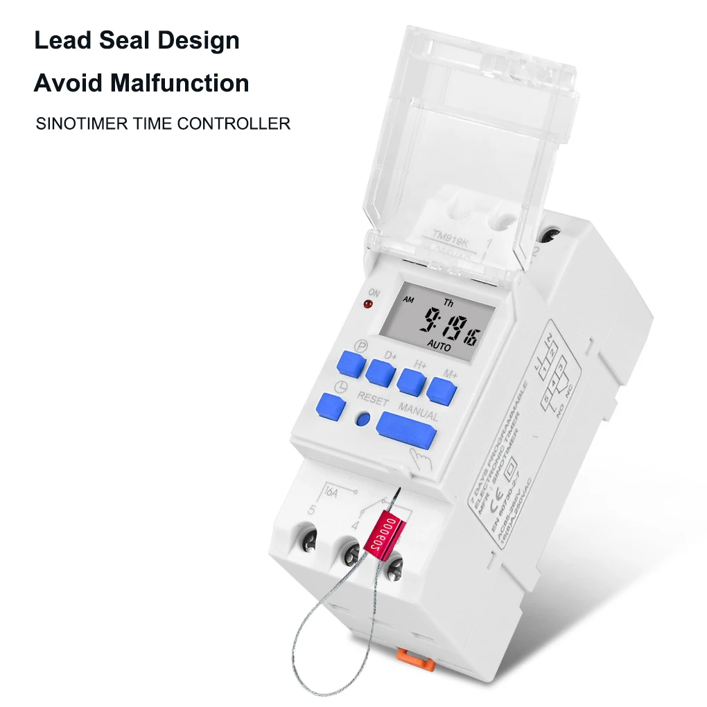 Electronic Digital Industrial Time Switch Relay Timer Control Weekly 7 Days Programmable AC220V/110V/24V/12V 16A Din Rail Mount
Electronic Digital Industrial Time Switch Relay Timer Control Weekly 7 Days Programmable AC220V/110V/24V/12V 16A Din Rail Mount