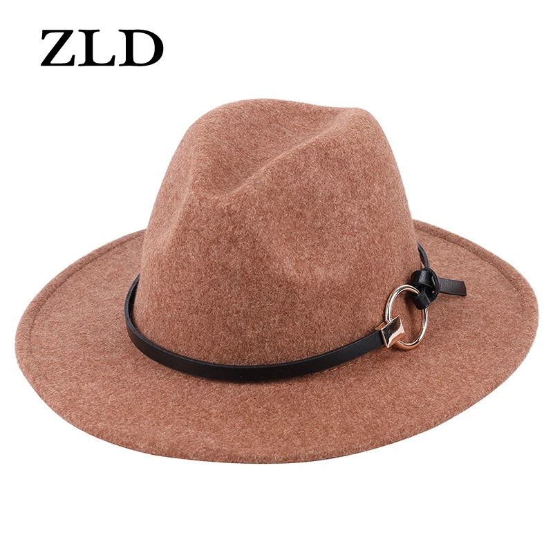 ZLD New men women classic Jazz hat Autumn Winter ladies Felt Fedoras Hat round buckle belt decoration cap Casual Cowboy caps
ZLD New men women classic Jazz hat Autumn Winter ladies Felt Fedoras Hat round buckle belt decoration cap Casual Cowboy caps