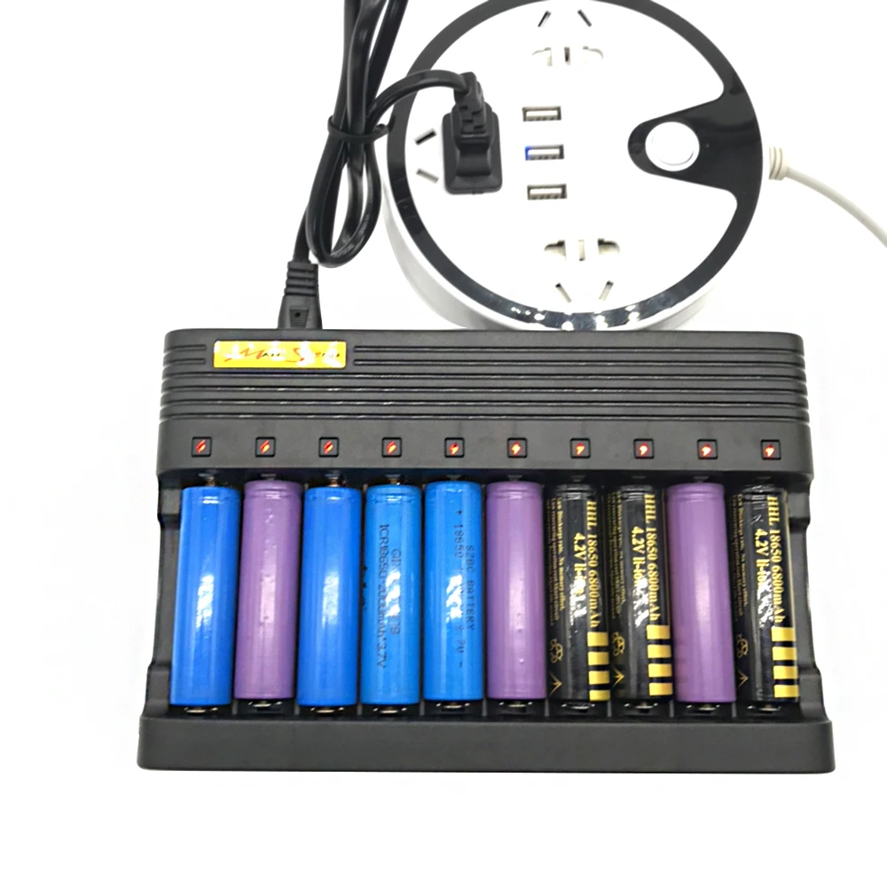 Universal Battery Charger EU US Plug 10slots Smart lithium charging 14500 16350 18500 USB Output Li-ion Rechargeable Charger
Universal Battery Charger EU US Plug 10slots Smart lithium charging 14500 16350 18500 USB Output Li-ion Rechargeable Charger