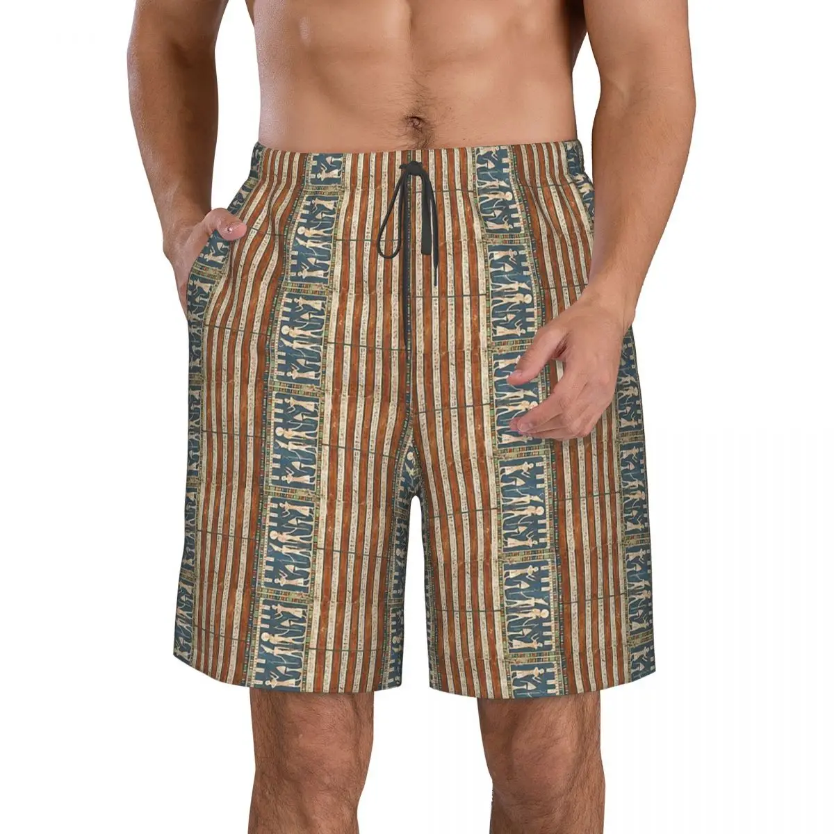 

Priest Men's Beach Shorts Pocket Ancient Egypt Egyptian Africa Swimsuit Quick Dry Men Swimwear Surfing Boardshorts