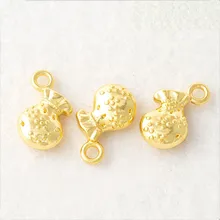 10 PCS Gold Plated Money Bag Pendant Charms Metal Alloy Bracelet Necklace Blessing Bags Pendant Jewelry Accessories