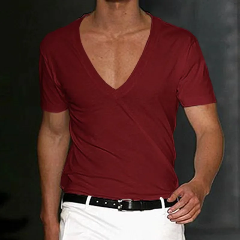 B8828 Men T-shirt Shorts Sleeve Deep V-Neck Tops Solid Color Oversized Tees Men Streetwear Loose Pullover T Shirts Spring
B8828 Men T-shirt Shorts Sleeve Deep V-Neck Tops Solid Color Oversized Tees Men Streetwear Loose Pullover T Shirts Spring