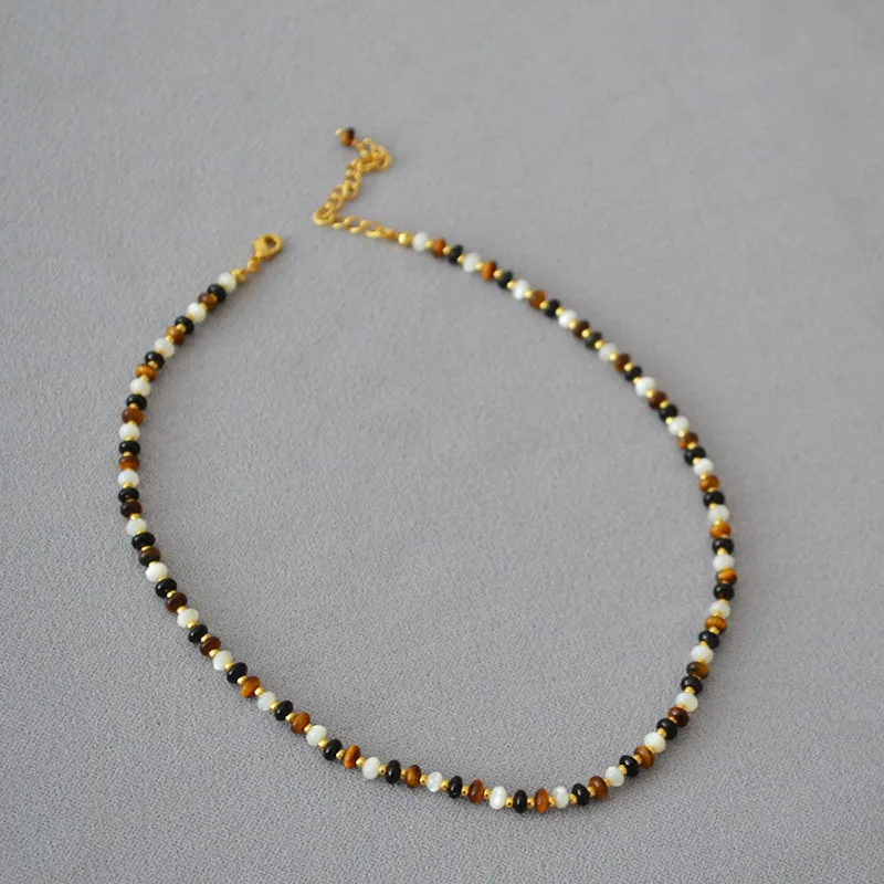 Black Agate Stone Chocker Tiger Eye Stone Mother Shell Elegant Vintage Style Natural Stone Beaded Necklace
Black Agate Stone Chocker Tiger Eye Stone Mother Shell Elegant Vintage Style Natural Stone Beaded Necklace