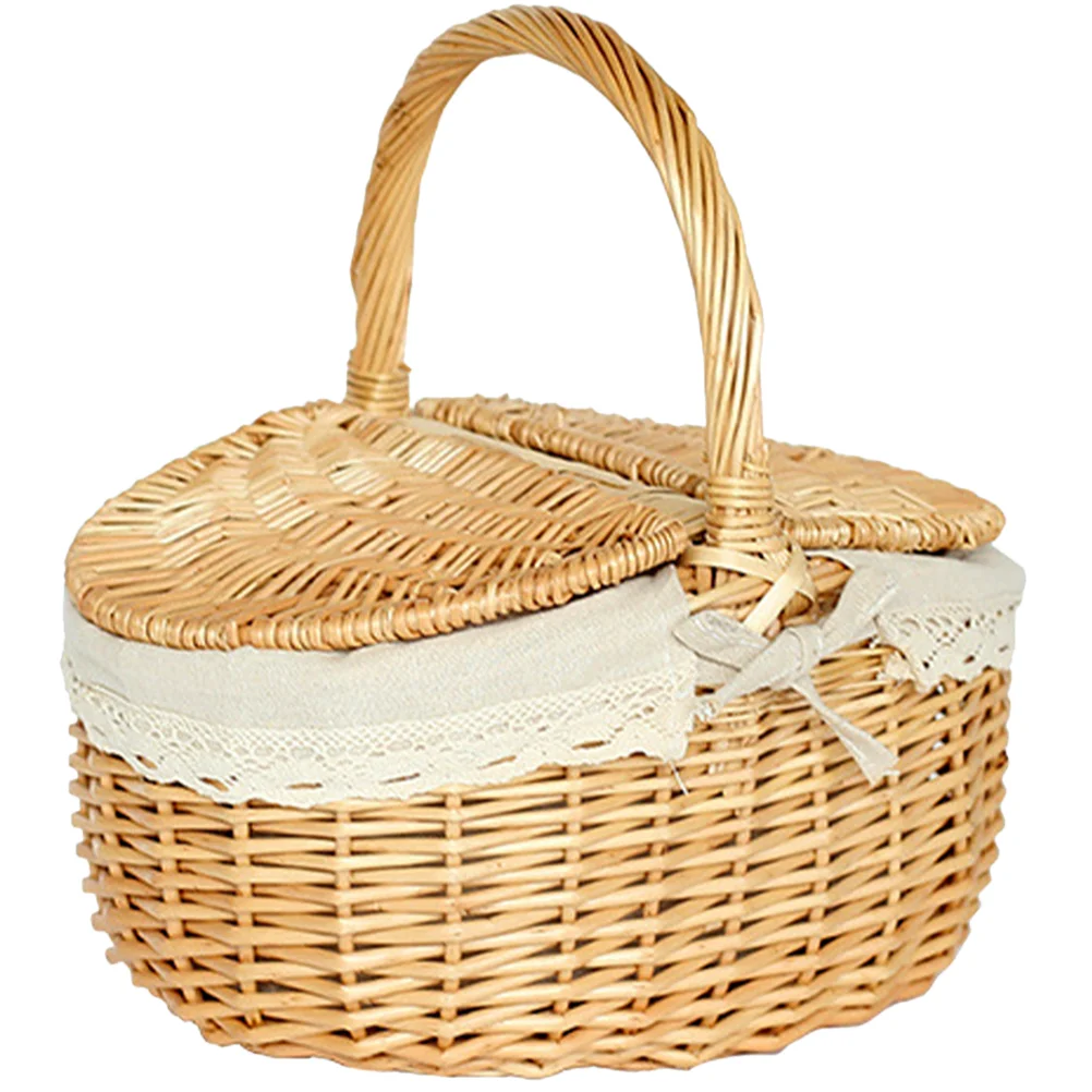 Woven Storage Basket Lid Outdoor Picnic Decorative Household Fruit Container Kitchen Willow Hand-woven Shopping
Woven Storage Basket Lid Outdoor Picnic Decorative Household Fruit Container Kitchen Willow Hand-woven Shopping