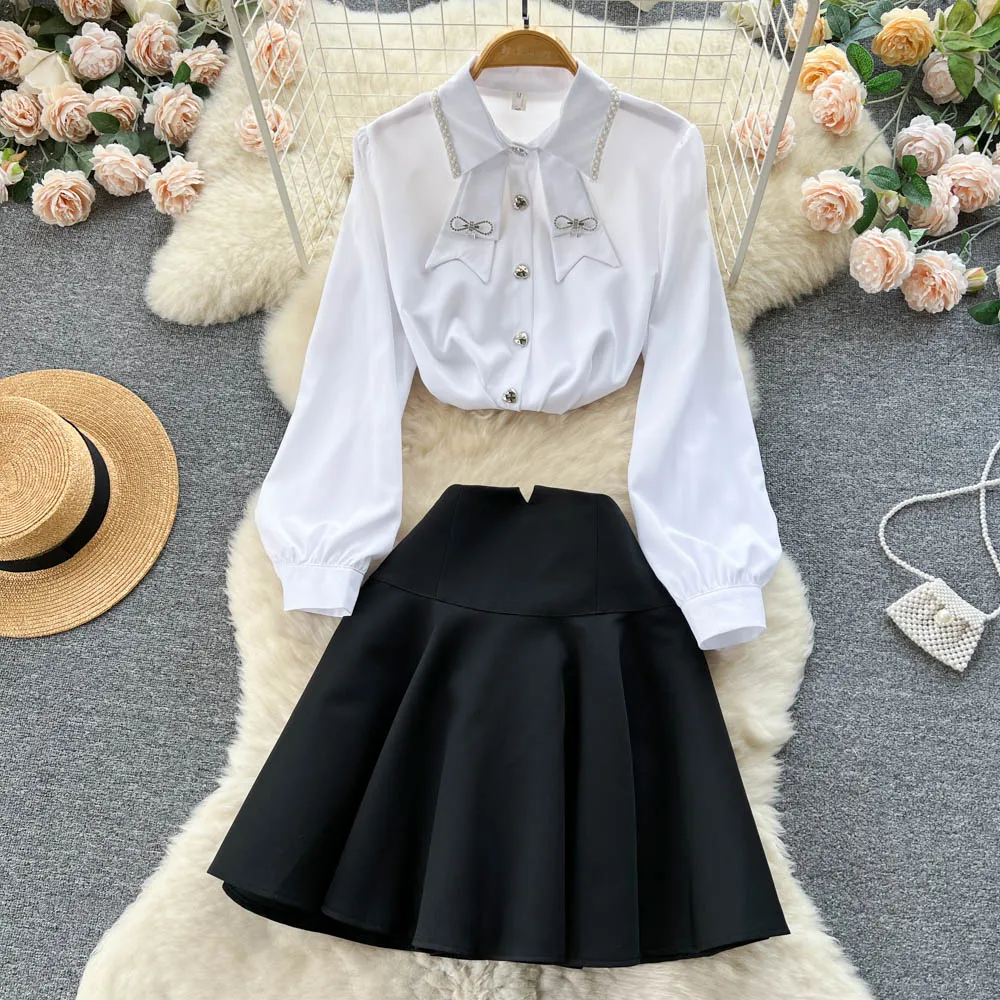 Spring New Professional Commuter Lapel Long-sleeved White Shirt + A-line Short Fluffy Skirt Two-piece Set
Spring New Professional Commuter Lapel Long-sleeved White Shirt + A-line Short Fluffy Skirt Two-piece Set