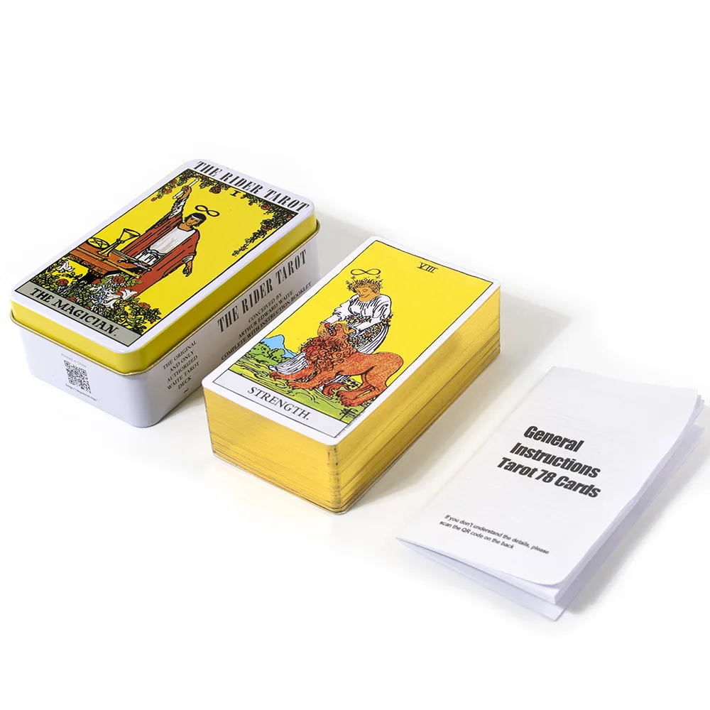 The Rider Deck Tarot Card Bronzing Process High-grade Iron Box Tarot Cards with Guide Book Oracle Card Wholesale
The Rider Deck Tarot Card Bronzing Process High-grade Iron Box Tarot Cards with Guide Book Oracle Card Wholesale