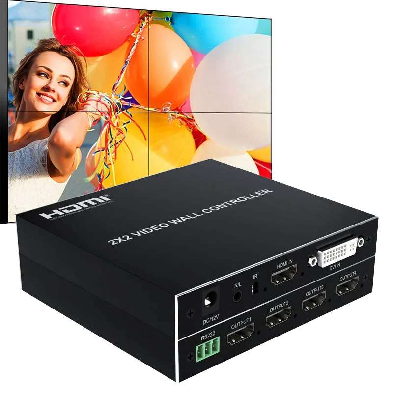 2x2 Video Wall Controller 1X3 1X4 3X1 4X1 1080P Display Screen Stitching Processor TV Player Edge Adjustment |