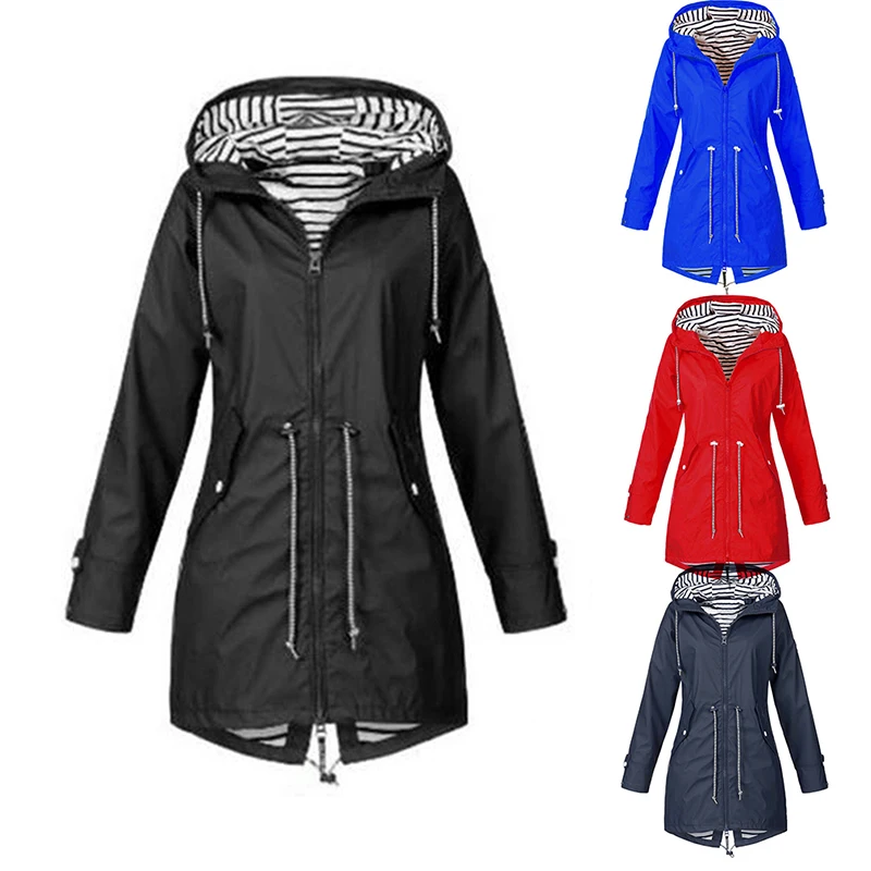 Women's Fashion Hooded Outdoors Zipper Windproof Trench Coats Casual Waterproof Drawstring Rain Jackets Mountaineeri Female
Women's Fashion Hooded Outdoors Zipper Windproof Trench Coats Casual Waterproof Drawstring Rain Jackets Mountaineeri Female