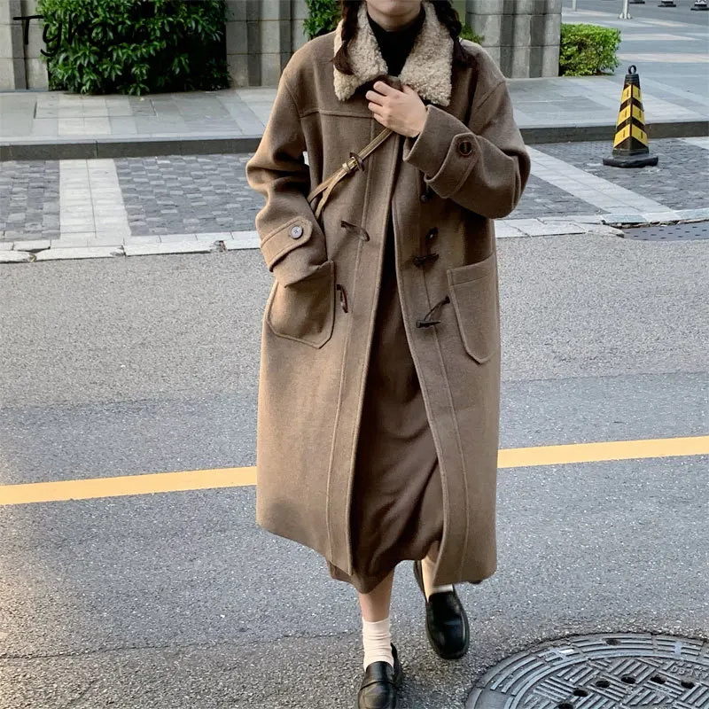 Женское шерстяное пальто Ulzzang, Элегантное повседневное теплое пальто с широкой талией и воротником-меховым воротником, утепленное шерстяно...
Женское шерстяное пальто Ulzzang, Элегантное повседневное теплое пальто с широкой талией и воротником-меховым воротником, утепленное шерстяно...