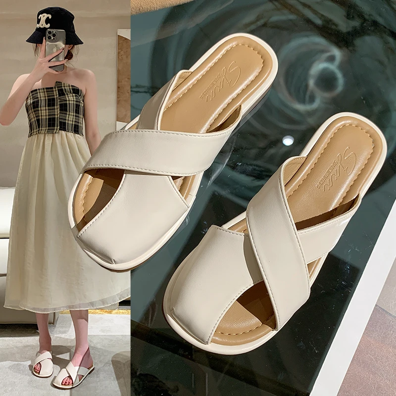 Women's round toe cross strap slip-on flats summer mules leisure soft comfortable outdoor slides casual sandals
Women's round toe cross strap slip-on flats summer mules leisure soft comfortable outdoor slides casual sandals