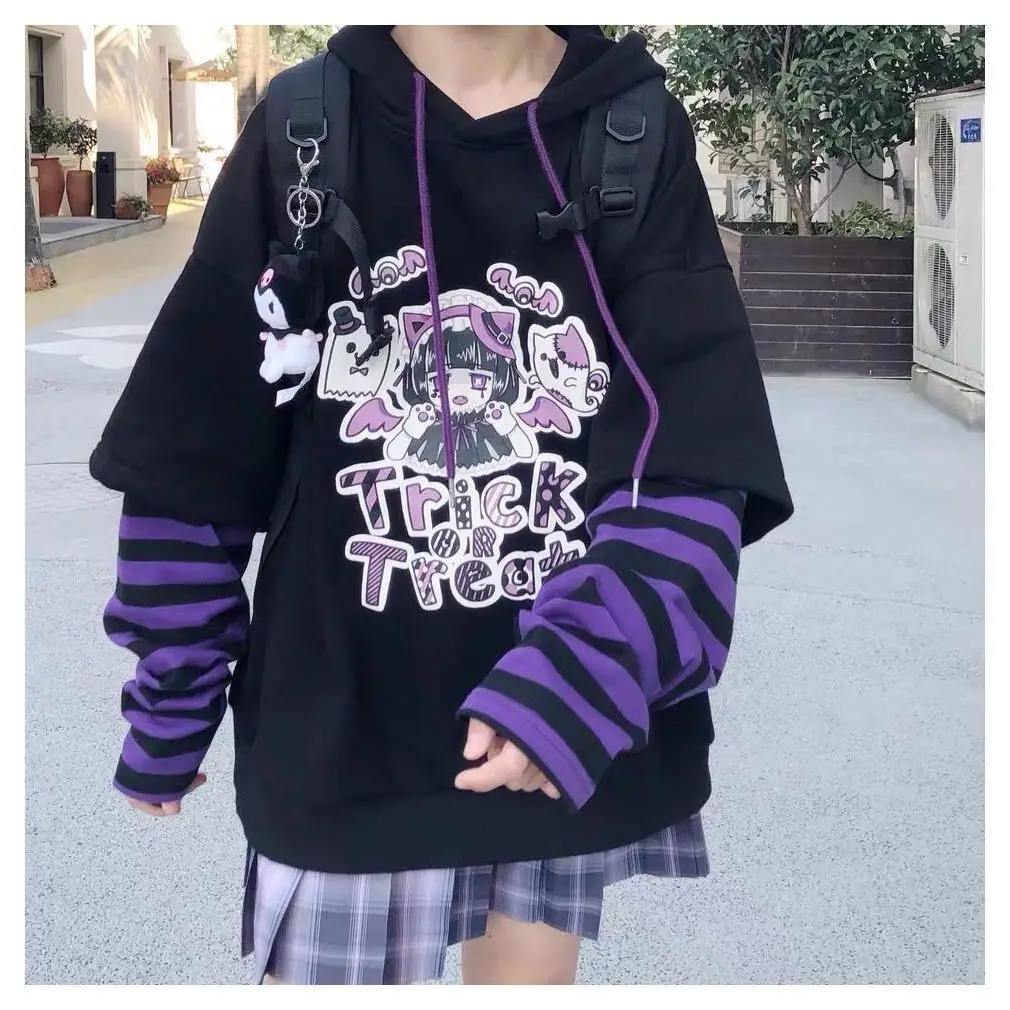 NIggeey Hoodie Fake Two Piece Hooded Sweatshirt Striped Patchwork Hoodies Women Clothes for Teens Y2K Anime Harajuku Black Tops
NIggeey Hoodie Fake Two Piece Hooded Sweatshirt Striped Patchwork Hoodies Women Clothes for Teens Y2K Anime Harajuku Black Tops