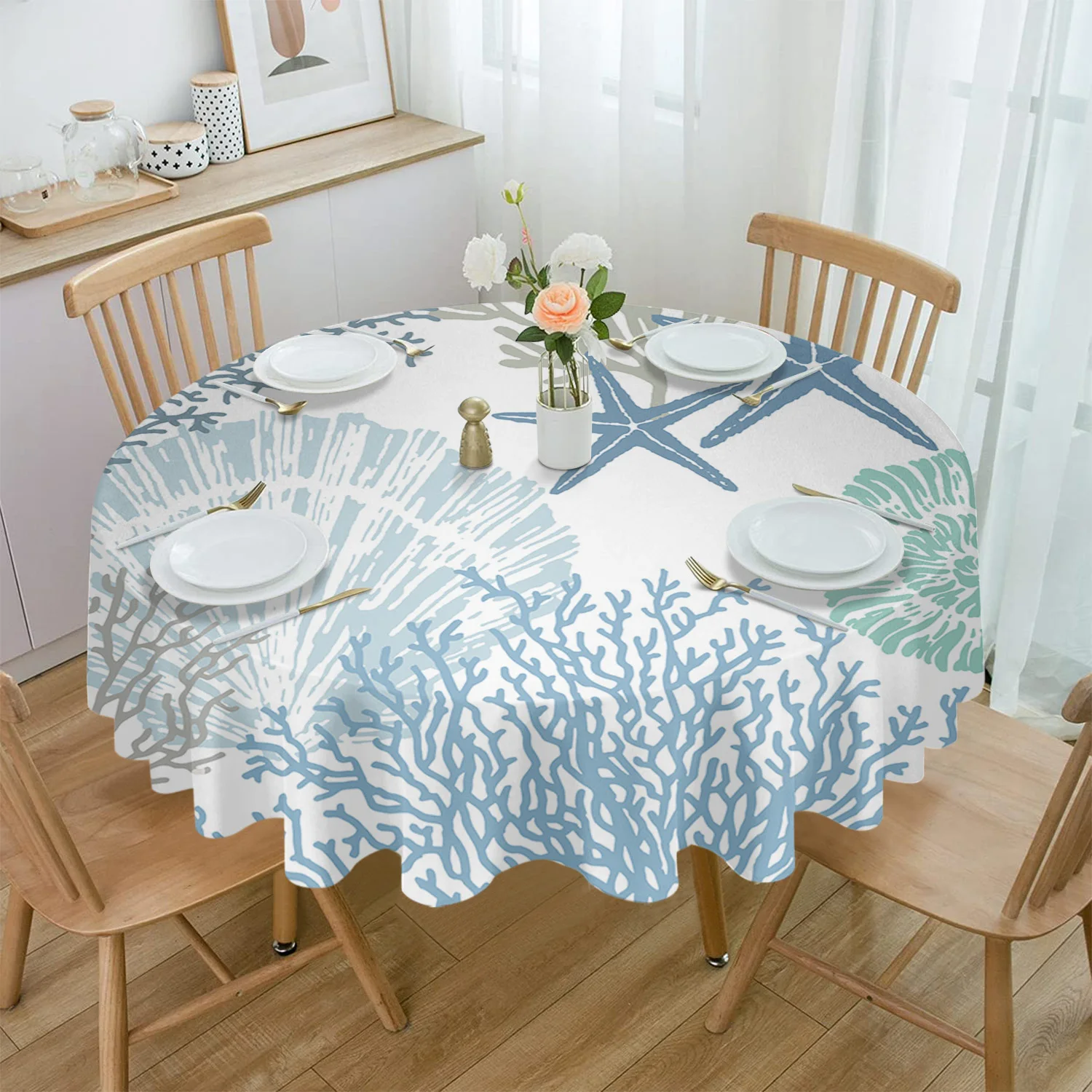 Blue Ocean Coral Shell Starfish Waterproof Tablecloth Table Decoration Round Table Cover for Kitchen Wedding Home Dining Room
Blue Ocean Coral Shell Starfish Waterproof Tablecloth Table Decoration Round Table Cover for Kitchen Wedding Home Dining Room