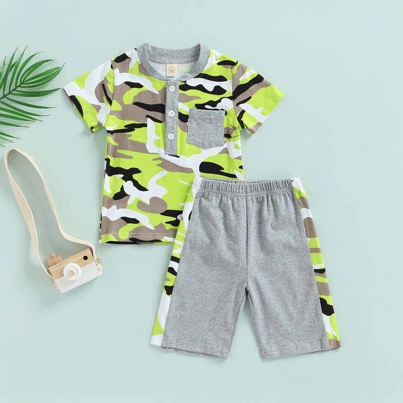 Toddler Kids Baby Boys Clothing Summer Casual Suit Short Sleeve Button Camouflage Printed Pocket Tops Patchwork Short Pants
Toddler Kids Baby Boys Clothing Summer Casual Suit Short Sleeve Button Camouflage Printed Pocket Tops Patchwork Short Pants