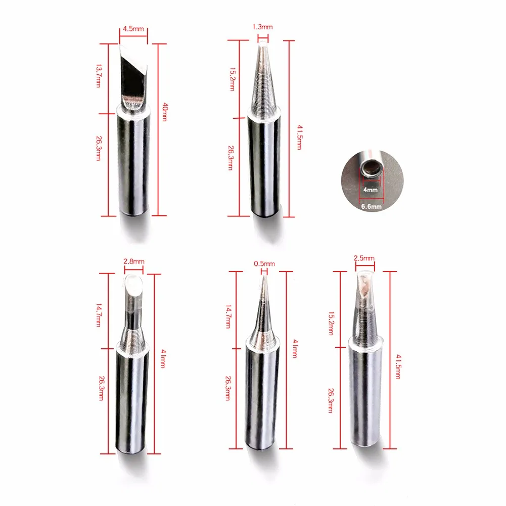 5Pcs/Lot Set 900M-T Soldering Tip Solder Iron Welding Tips Soldering Tools For 900 Series Such As 936 Soldering Station
5Pcs/Lot Set 900M-T Soldering Tip Solder Iron Welding Tips Soldering Tools For 900 Series Such As 936 Soldering Station