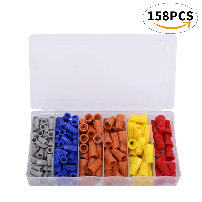 158Pcs Electrical Wire Connection Screw Twist Connector Cap W/Spring Insert Assortment Kit Nut Spring Cap Terminal
158Pcs Electrical Wire Connection Screw Twist Connector Cap W/Spring Insert Assortment Kit Nut Spring Cap Terminal