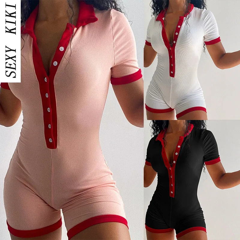 Women's 2022 slim-fit sports jumpsuit summer new single-breasted lapel short-sleeved jumpsuit
Women's 2022 slim-fit sports jumpsuit summer new single-breasted lapel short-sleeved jumpsuit