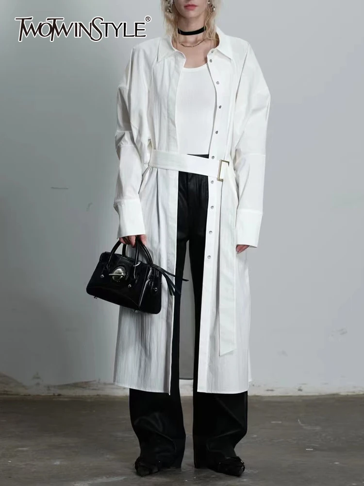 TWOTWINSTYLE Solid Casual Minimalist Blouses For Women Lapel Long Sleeve Patchwork Belt Temperament Blouse Female Clothing 2023
TWOTWINSTYLE Solid Casual Minimalist Blouses For Women Lapel Long Sleeve Patchwork Belt Temperament Blouse Female Clothing 2023