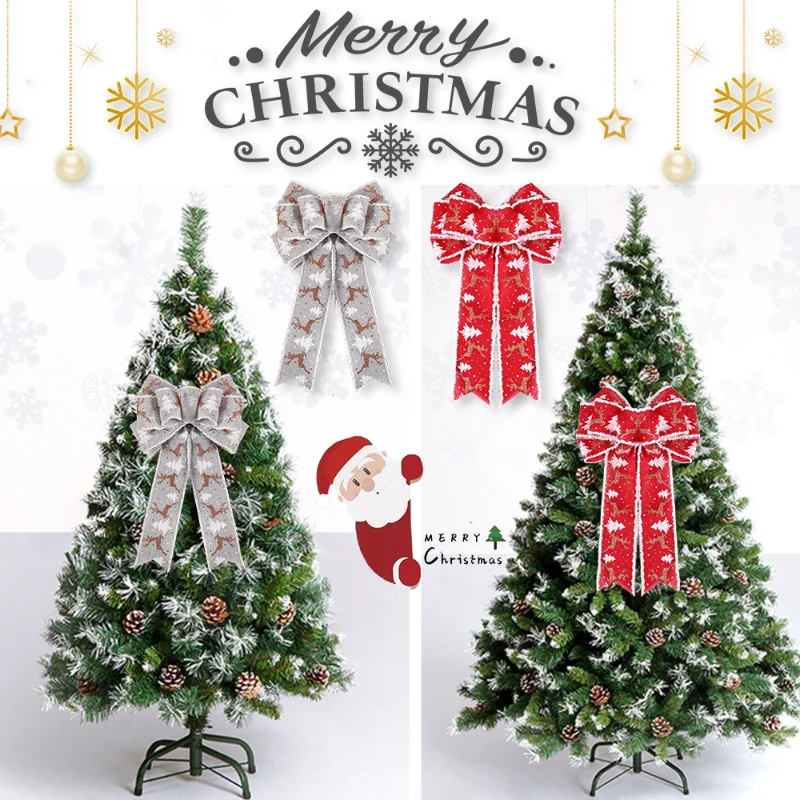 

Новый рождественский бант, искусственный венок, искусственное дерево, Декор, Рождественская упаковка, подвеска, праздничный реквизит