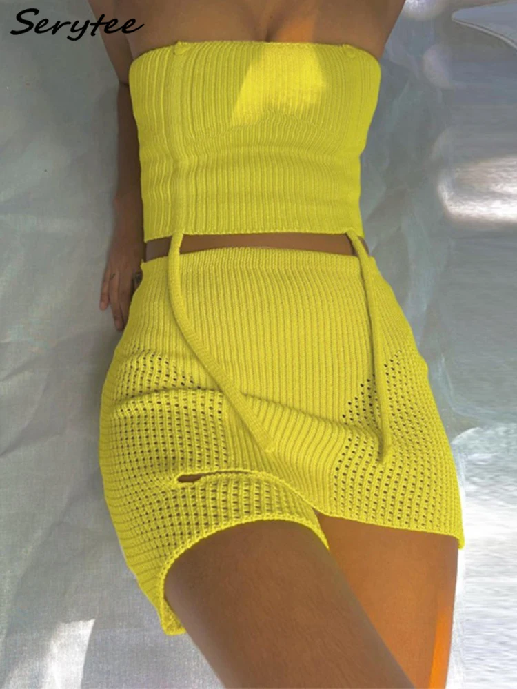 Serytee Beach Boho Knitted Outfits Dress Two Piece Set Strapless Halter Crop Top And Skirt Hollow Out Sexy Matching Set Robe
Serytee Beach Boho Knitted Outfits Dress Two Piece Set Strapless Halter Crop Top And Skirt Hollow Out Sexy Matching Set Robe