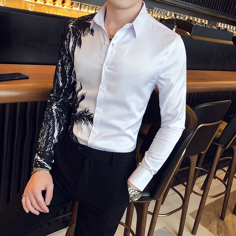 Camisas De Hombre Black/White British Style Long Sleeve Print Shirts For Men Clothing 2022 Slim Fit Casual Prom Tuxedo Dress 3XL
Camisas De Hombre Black/White British Style Long Sleeve Print Shirts For Men Clothing 2022 Slim Fit Casual Prom Tuxedo Dress 3XL