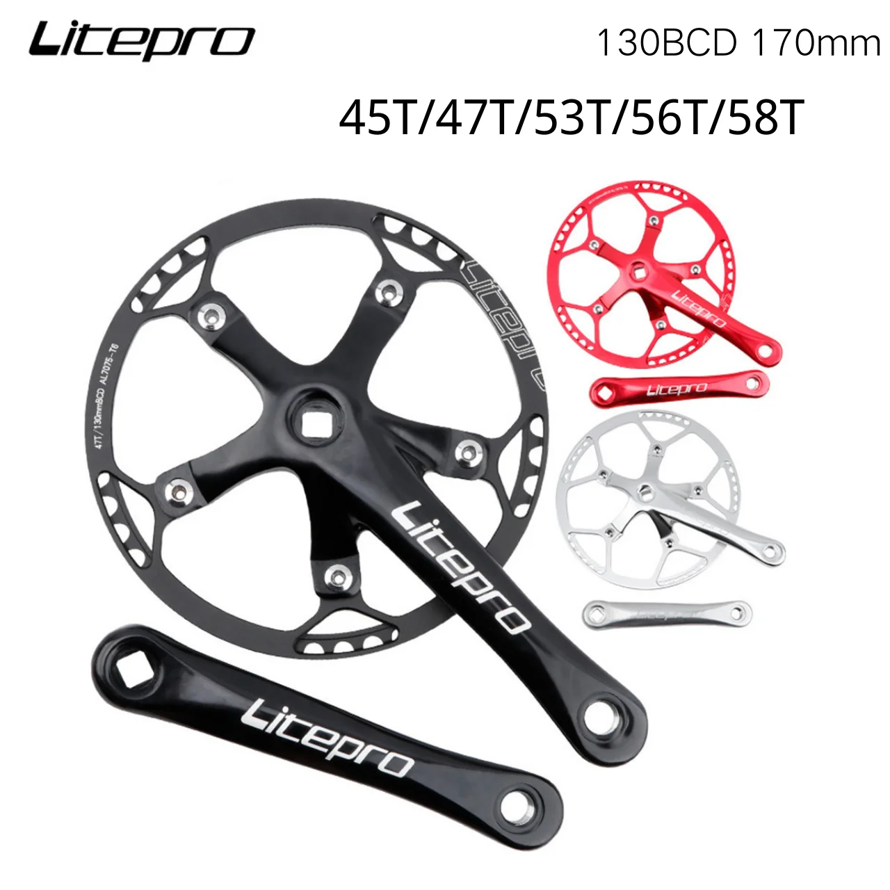 

Litepro BMX Bicycle BCD 130mm Integrated Chainwheel Crankset Single Crank For Folding Bike 45/47/53/56/58T Chainring Accessory