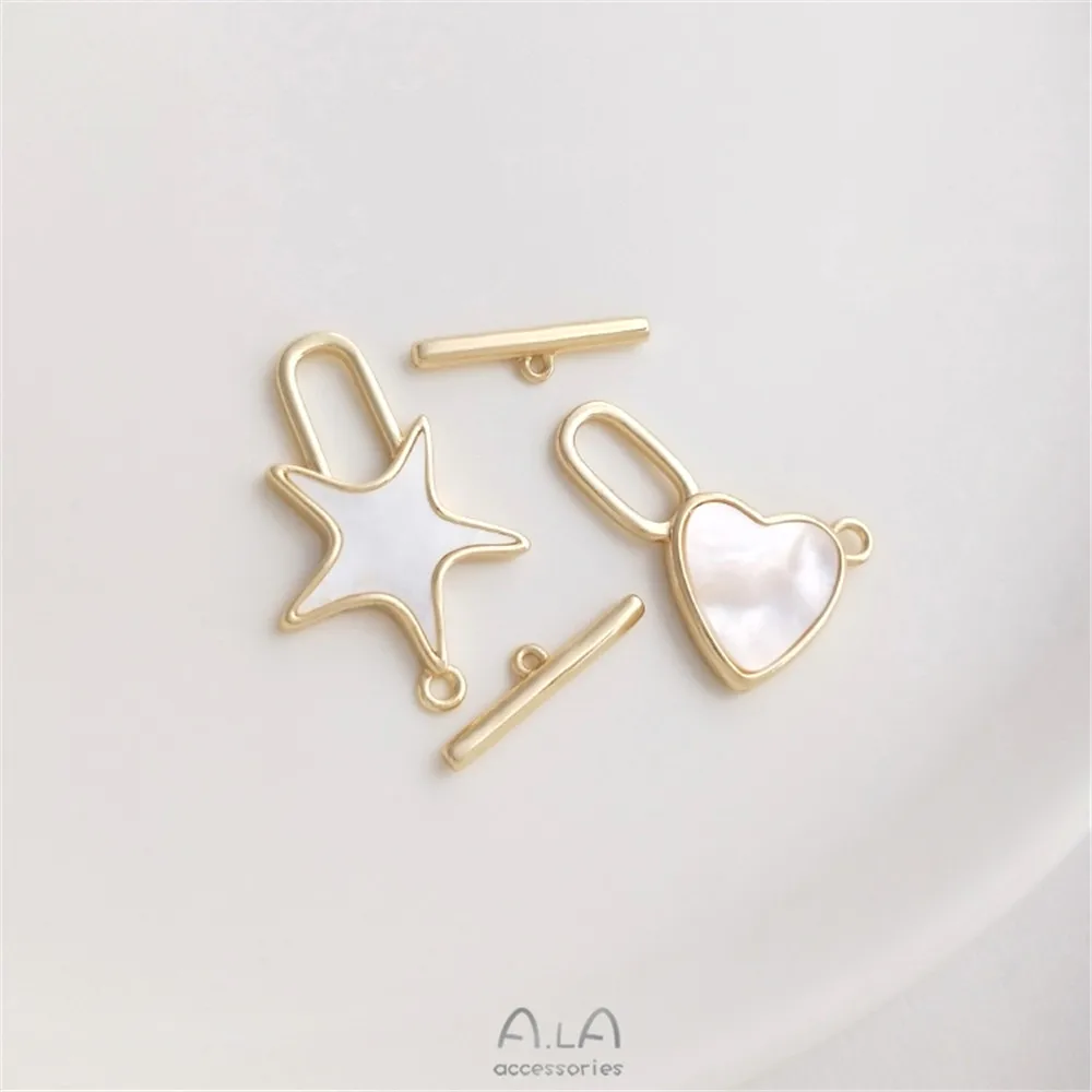 14K gold inlaid mother peach heart-shaped star OT button DIY pearl necklace bracelet jewelry link buckle
14K gold inlaid mother peach heart-shaped star OT button DIY pearl necklace bracelet jewelry link buckle