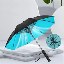 Rechargeable Umbrella Multifunctional Sunshade Umbrella with Fan Usb Interface Cooling Built-in Fan Straight Umbrella