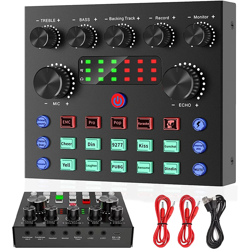 Live Streaming for PC Computer IPhone Broadcasting V8S Sound Card with 10 Sound Effects,3 Inputs, Mic Input
Live Streaming for PC Computer IPhone Broadcasting V8S Sound Card with 10 Sound Effects,3 Inputs, Mic Input