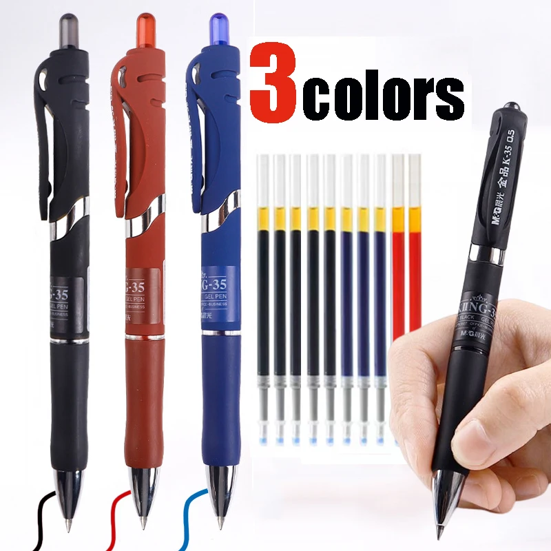 2+10pcs/set 0.5mm Retractable Gel Pen Replaceable Black/red/blue Ink Ballpoint Pen Business Signature Supplies School Stationery
2+10pcs/set 0.5mm Retractable Gel Pen Replaceable Black/red/blue Ink Ballpoint Pen Business Signature Supplies School Stationery
