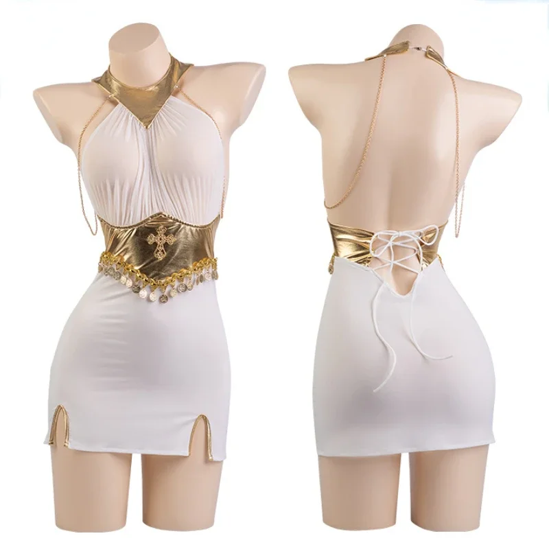 Sexy Gauze See Through Ancient Angel Western Girl Cosplay Costume Backless Halter Dress Egyptian Goddess Role Play Outfits
Sexy Gauze See Through Ancient Angel Western Girl Cosplay Costume Backless Halter Dress Egyptian Goddess Role Play Outfits