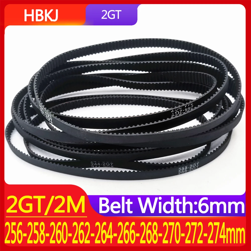 

3D Printer 2GT Synchronous Timing Belt Pitch Length 256 258 260 262 264 266 268 270 272 274mm Width 6mm Rubber Closed