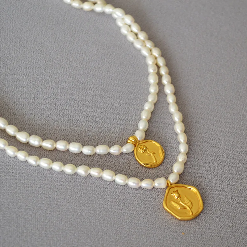 Freshwater Pearl Chocker Vintage Rose Tulip Gold Coin Pendant Elegant Women Necklace
Freshwater Pearl Chocker Vintage Rose Tulip Gold Coin Pendant Elegant Women Necklace