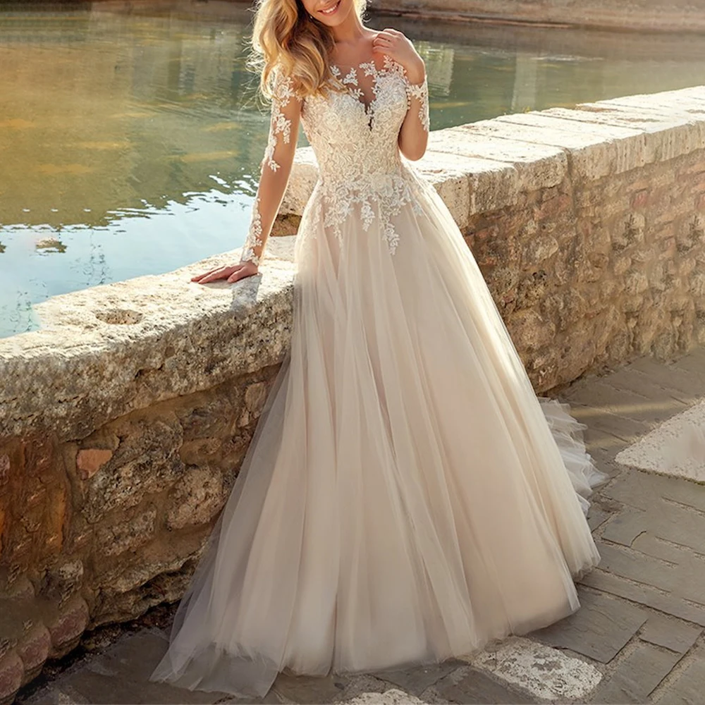 Women's Wedding dress long sleeve Lace beading princess Princess Wedding Dress plus size bride dress robe de mariee
Women's Wedding dress long sleeve Lace beading princess Princess Wedding Dress plus size bride dress robe de mariee