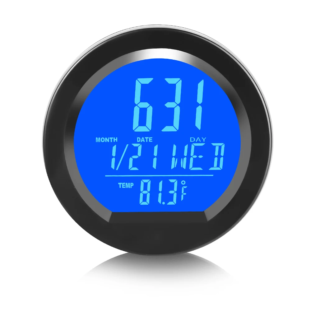 

Solar Car Clocks Dashboard Thermometer Automotive Electronic Watch Led Digital DisplayTime with Back Luminous Car Accessories